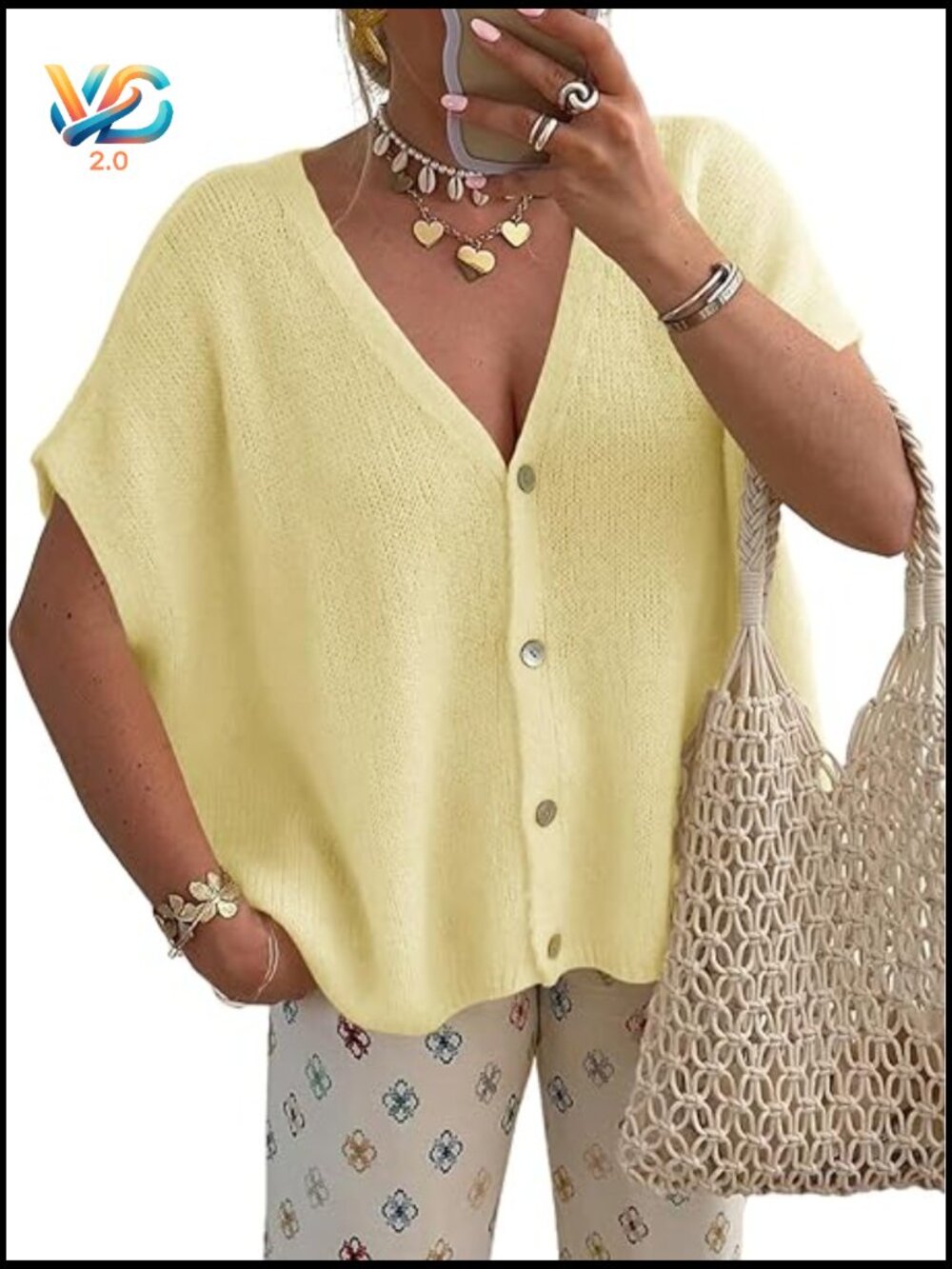 Womens Batwing Short Sleeve Cardigan Sweater V Neck Button Up Oversized Knit Top